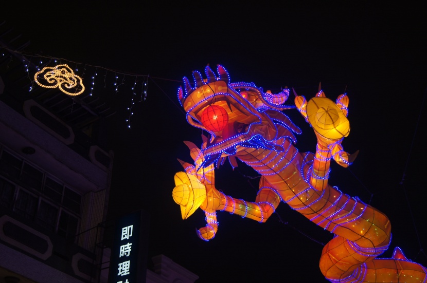 绚丽多彩的龙形花灯图片