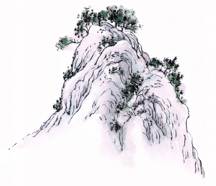 国画石壑图片