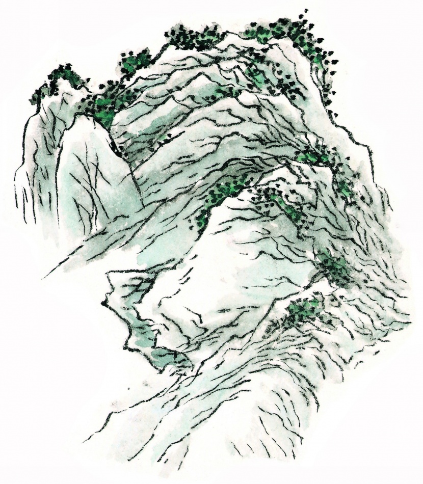 国画石壑图片