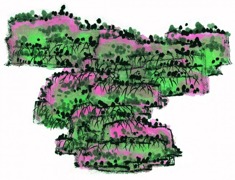 国画石壑图片