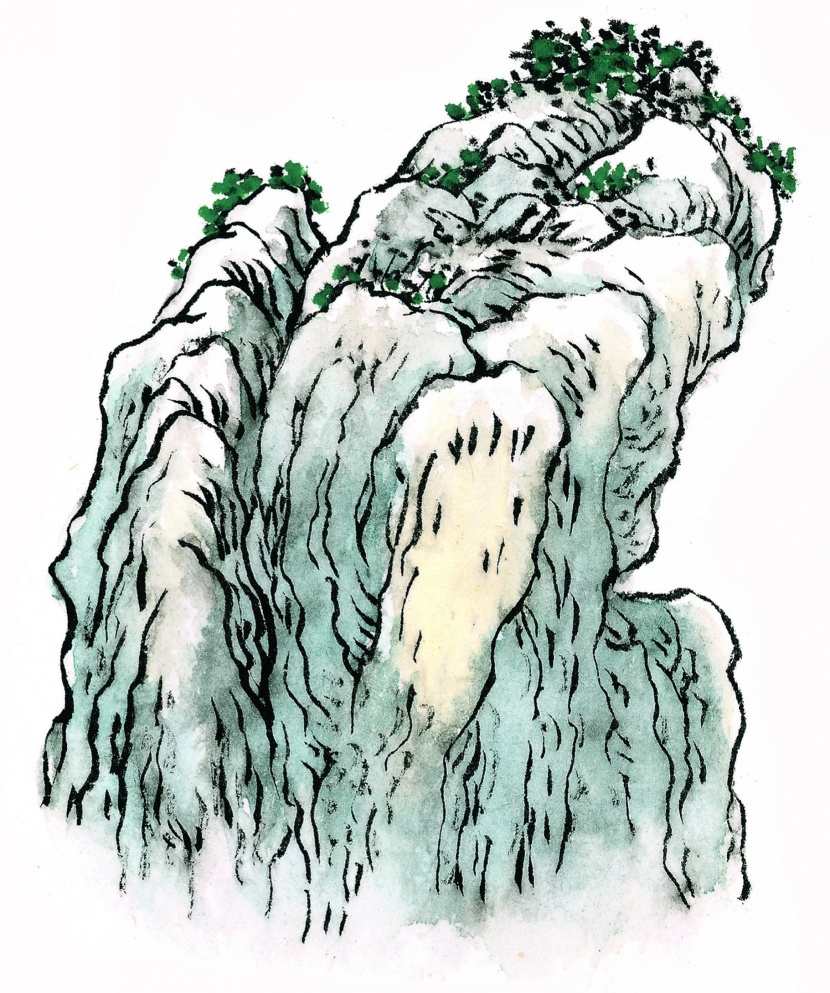 国画石壑图片