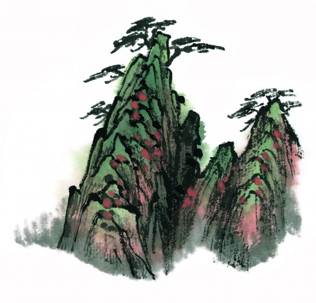 国画石壑图片