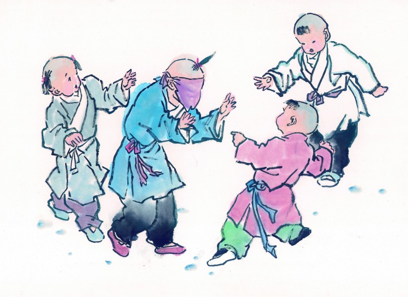 古代儿童玩耍绘画图片