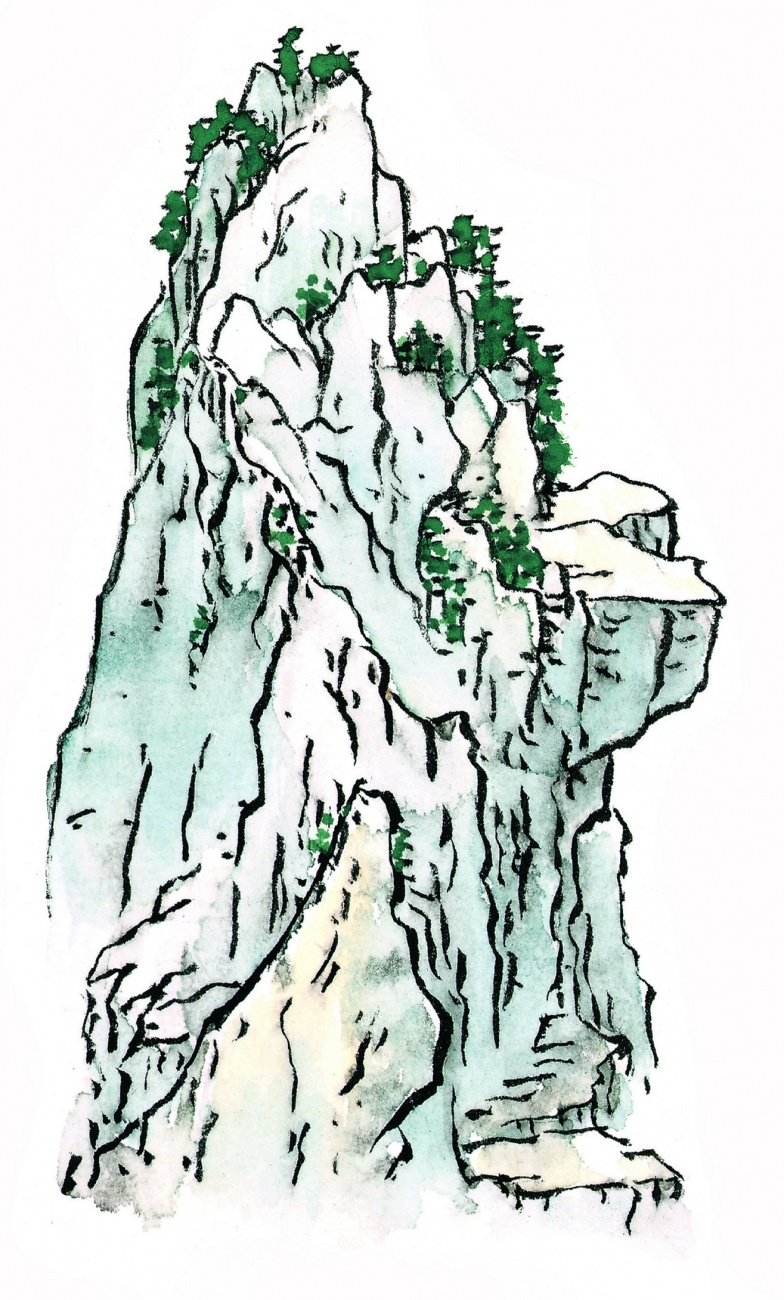 国画石壑图片