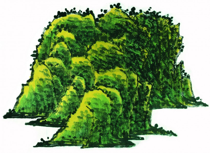国画石壑图片