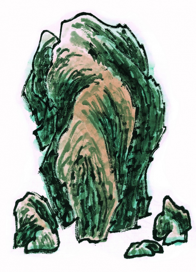 国画石壑图片