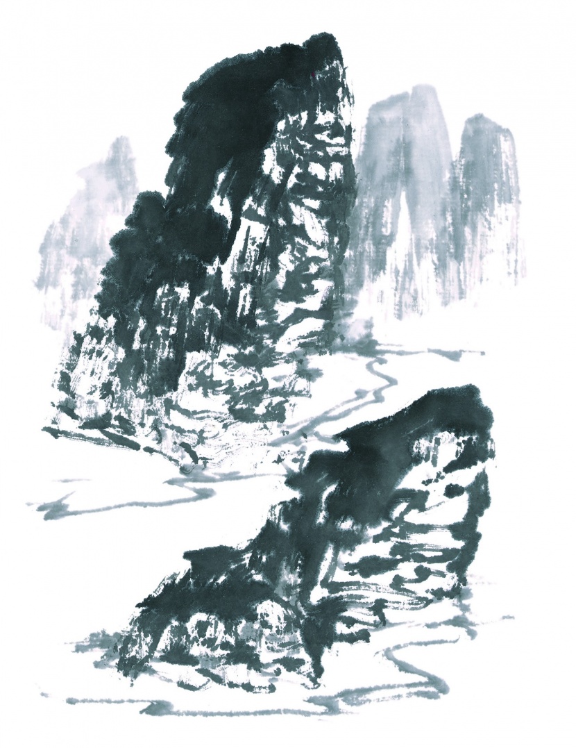 国画山石图片