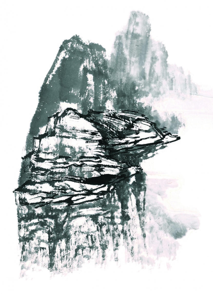 国画山石图片