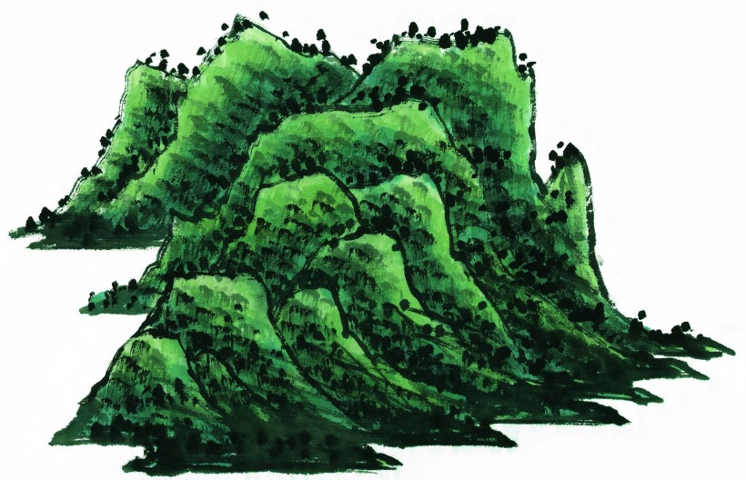 国画石壑图片