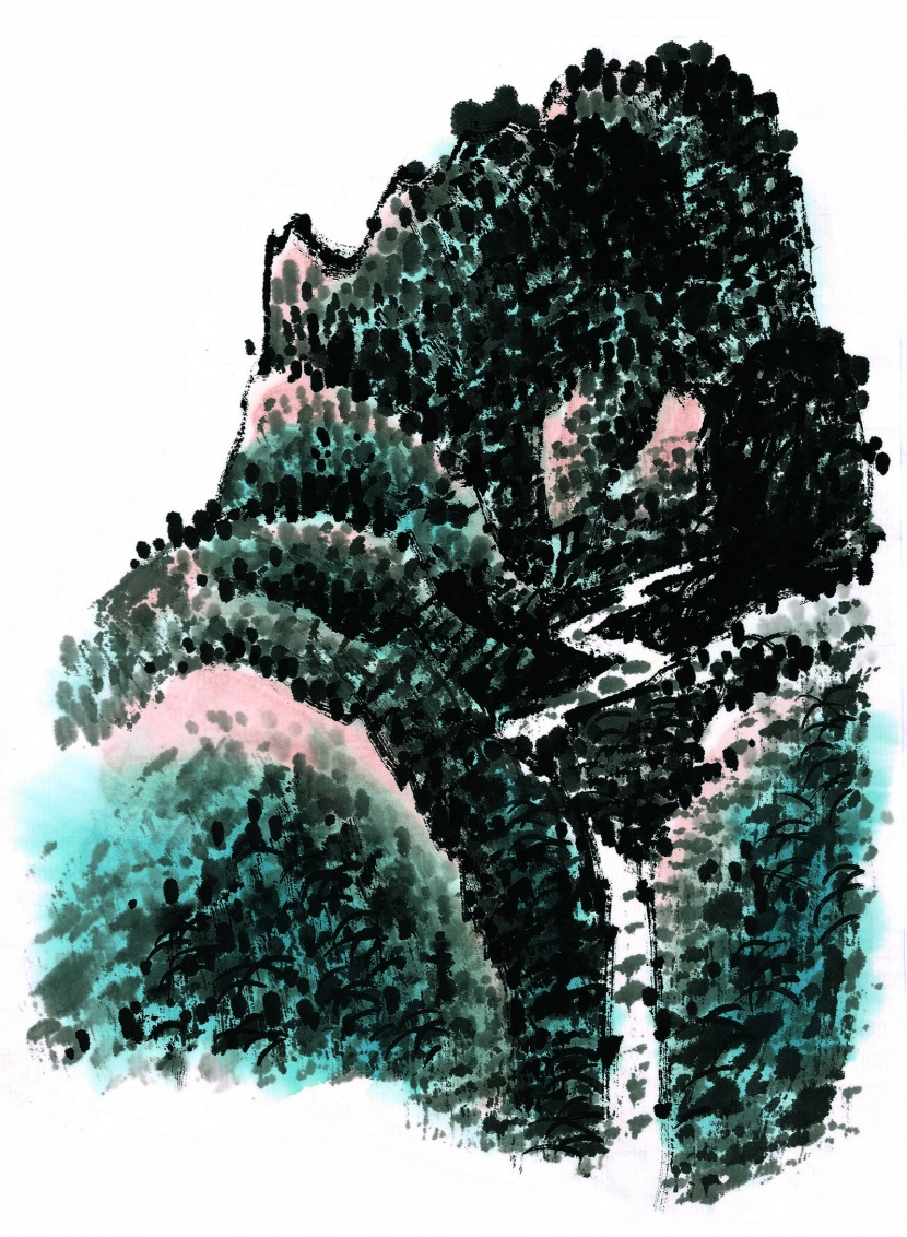 国画石壑图片