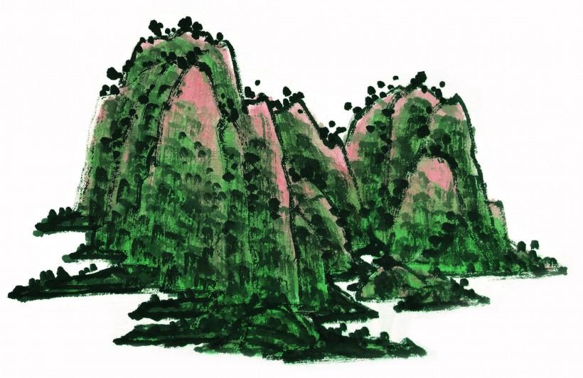 国画石壑图片