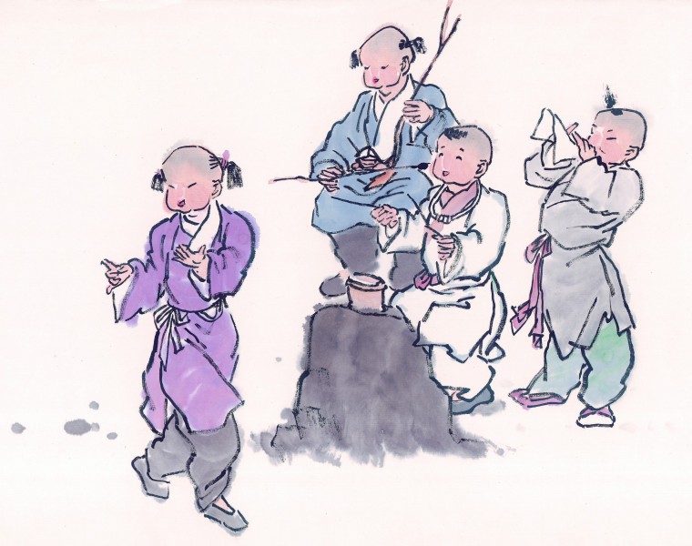 古代儿童玩耍绘画图片