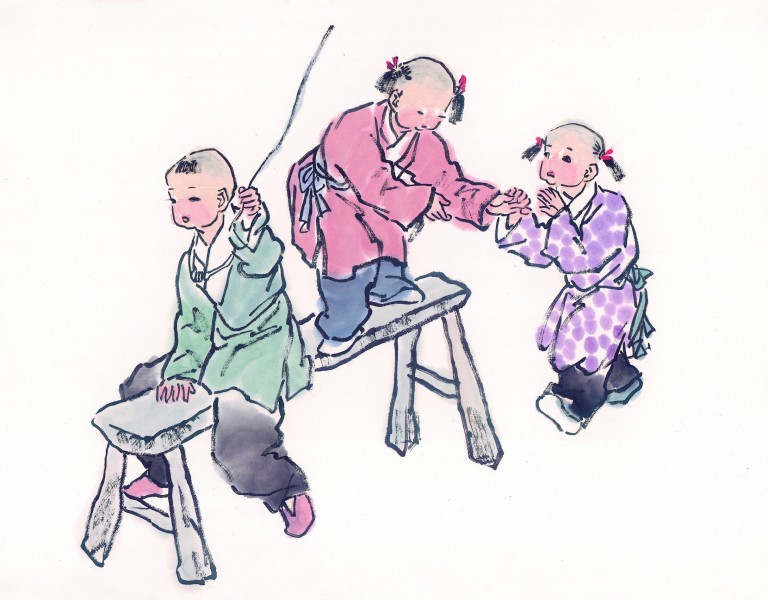 古代儿童玩耍绘画图片