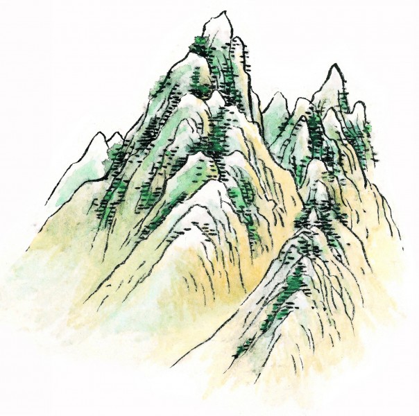 国画石壑图片