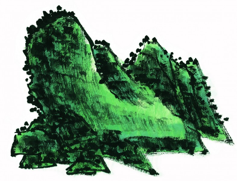 国画石壑图片