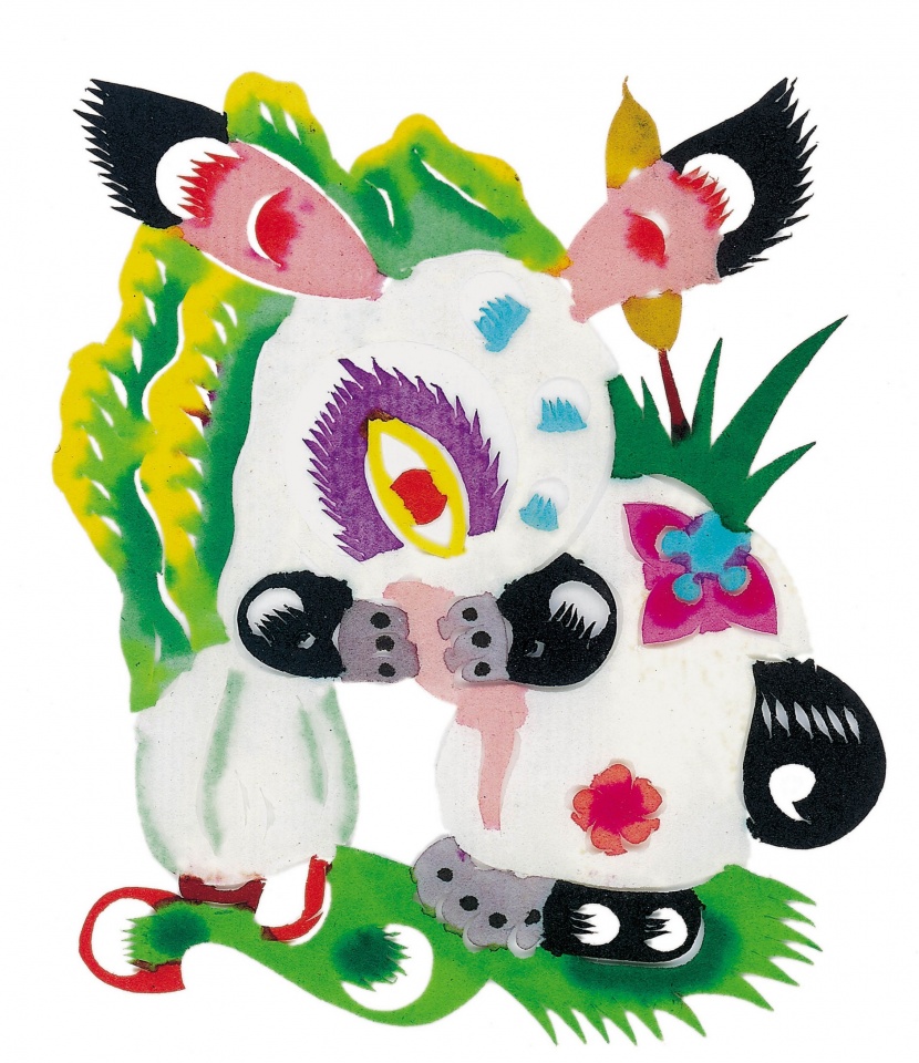 水彩吉祥动物剪纸图片
