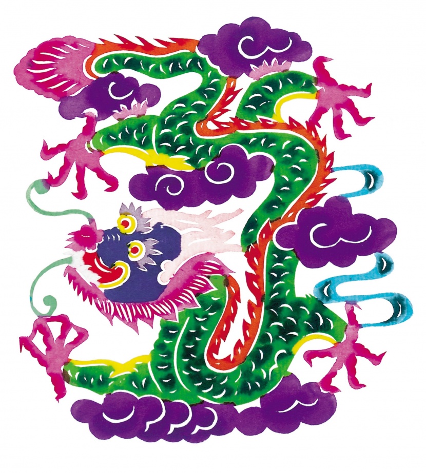 水彩吉祥动物剪纸图片