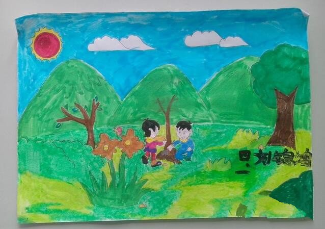 植树节的绘画 四年级图片
