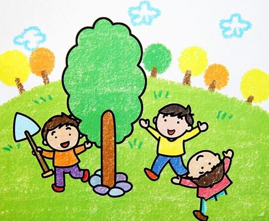 植树画画简单四年级图片