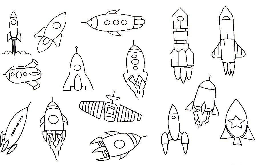 儿童简笔画火箭的画法图片