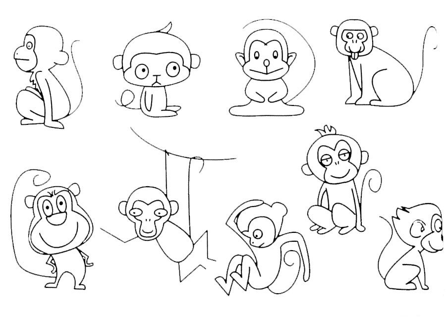 一群猴子图片简笔画图片
