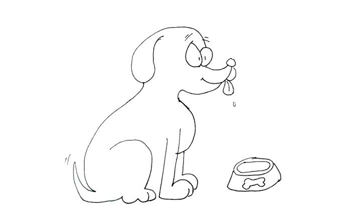 在吃东西的小狗怎么画