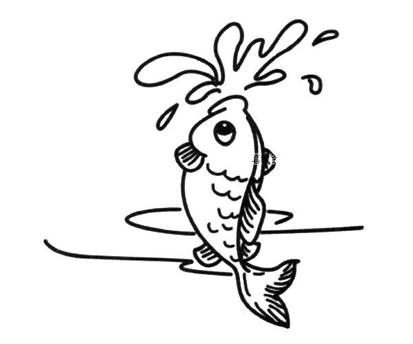 鱼跳出水面手绘图片