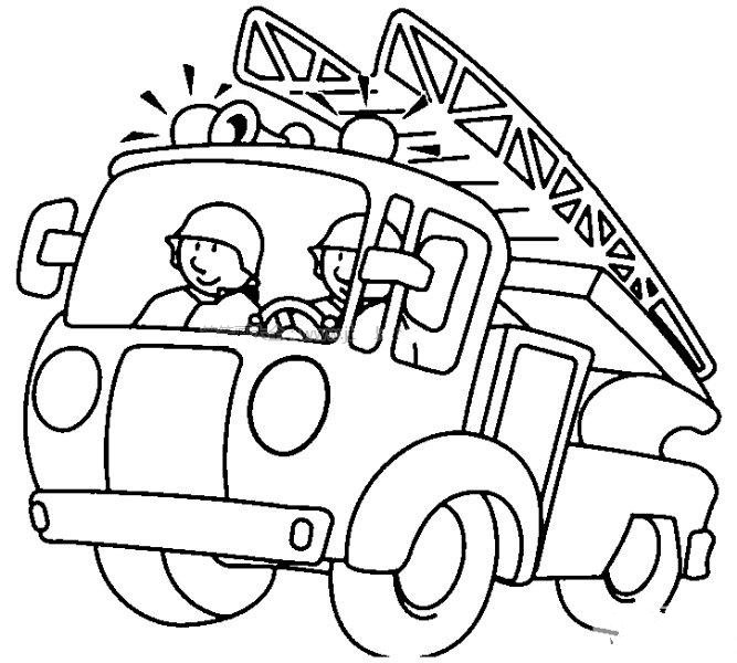 大型消防车简笔画救援图片