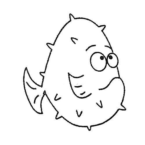 卡通河豚鱼简笔画图片