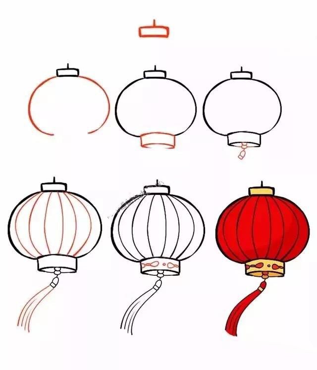 春节手抄报灯笼的画法图片