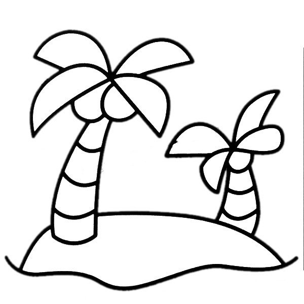 海豚椰子树的绘画图片图片