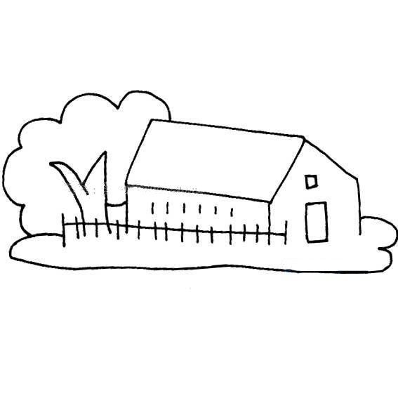 农家小院篱笆绘画图片