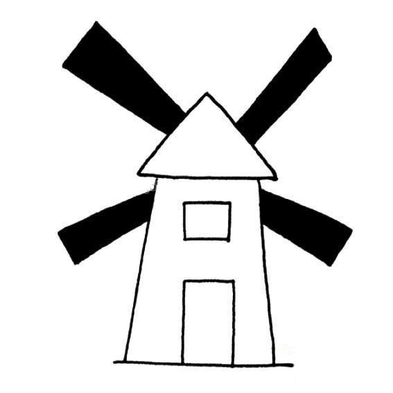 风车房子简笔画简单图片