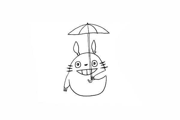 龙猫简笔画撑伞图片