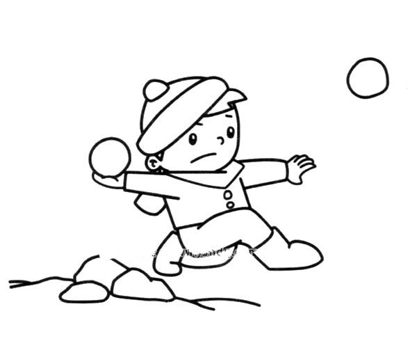 打雪仗怎么画孩子图片