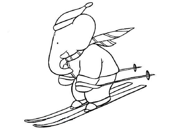 动物滑雪绘画图片