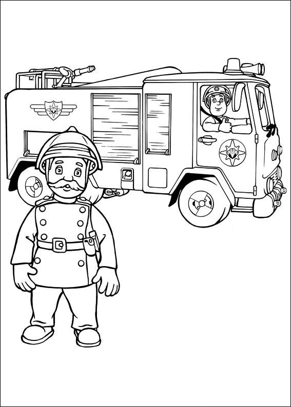 消防车消防员简笔画图片