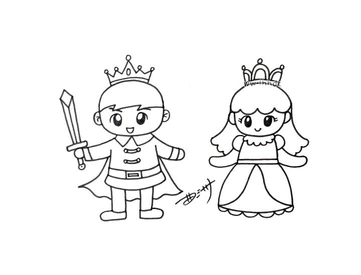 王子和公主怎么画简单图片