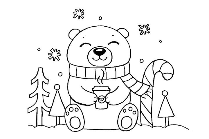 冬天里的北极熊怎么画