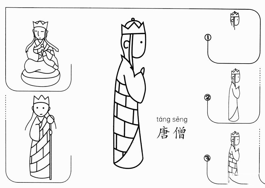 唐僧怎麼畫_簡筆畫_ps家園網