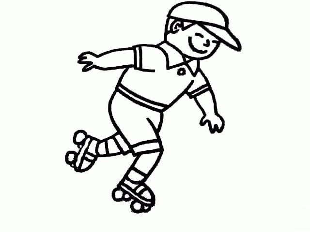小男孩溜冰简笔画图片