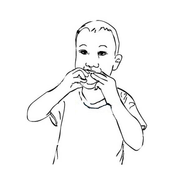 小男孩吃零食简笔画图片