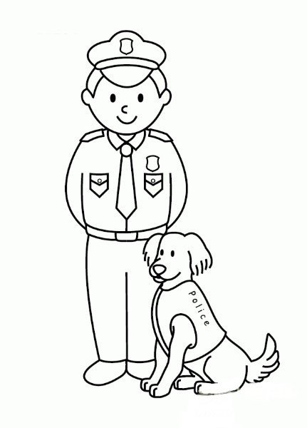 警察的简笔画 警犬图片