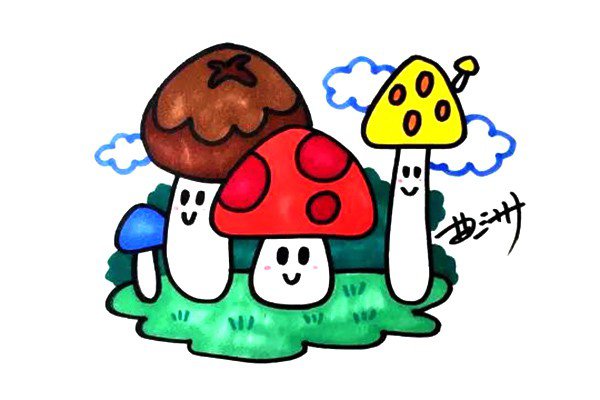 蘑菇简笔画上色图片