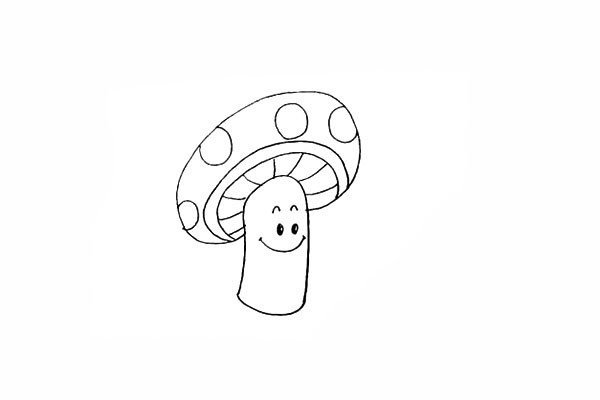 13同样画法画出上方的蘑菇头14用圆圈画出小蘑菇头上的花纹15