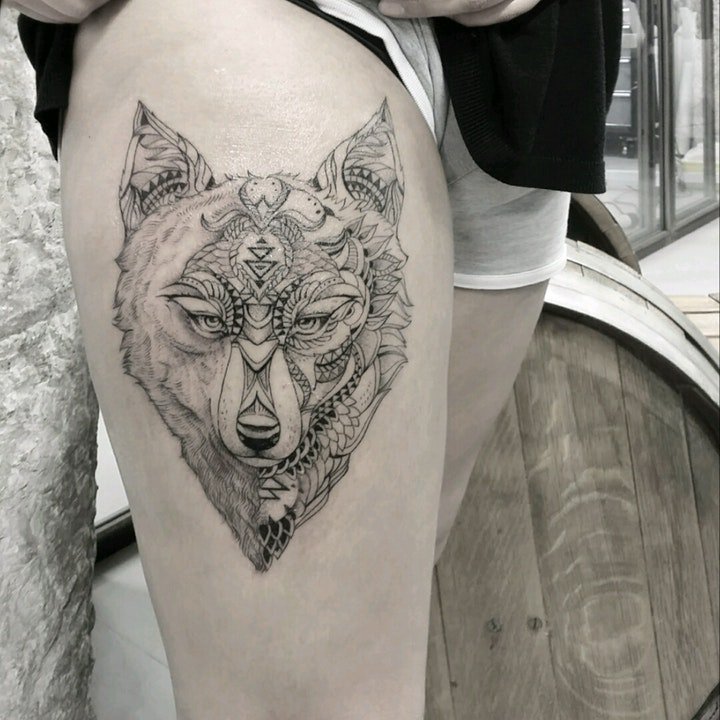 纹身狼的图案10款冷漠而又狂野的狼纹身图片