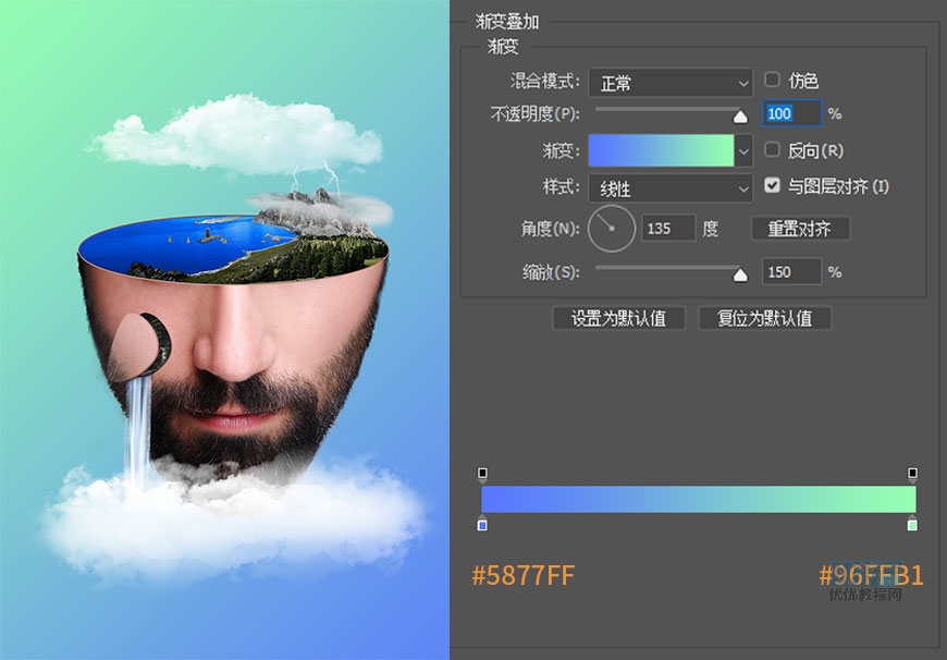 脑洞大开：用PS合成创意的人脑风景图效果,PS教程,PS家园网