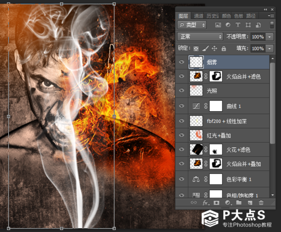 燃烧人像：用PS制作燃烧火焰特效的人像,PS教程,PS家园网
