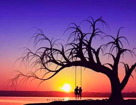 夕阳下人物荡秋千场景合成教程