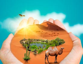 PS创意合成手中捧着的沙漠风景图教程